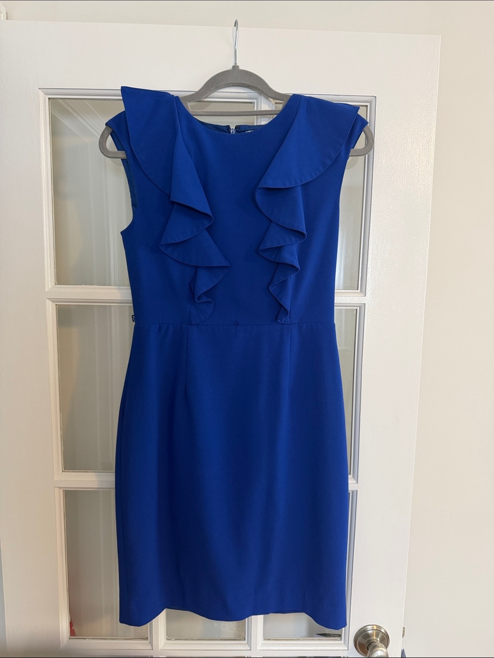Calvin Klein Cobalt Blue Ruffle Sheath Dress